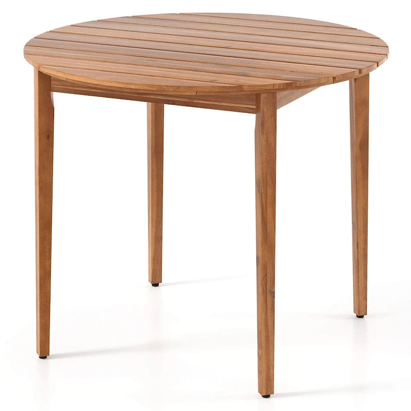 Table à manger d'extérieur ronde en bois d'acacia de 91 cm pour 4 personnes