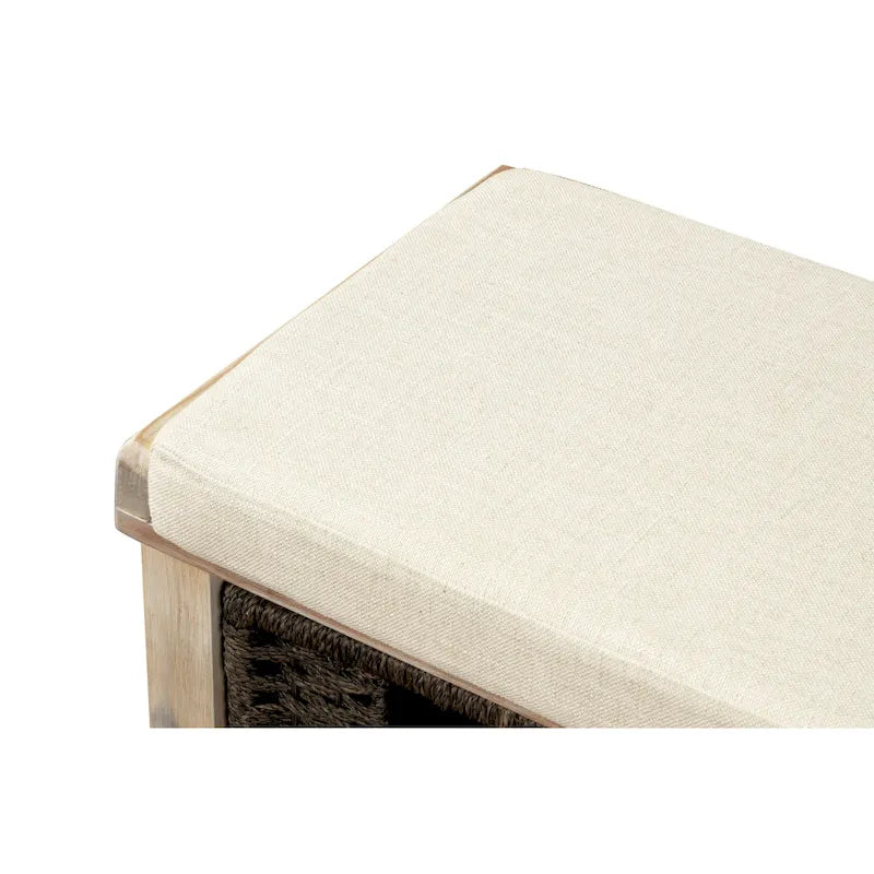 Banc de rangement d'entrée avec coussin et paniers