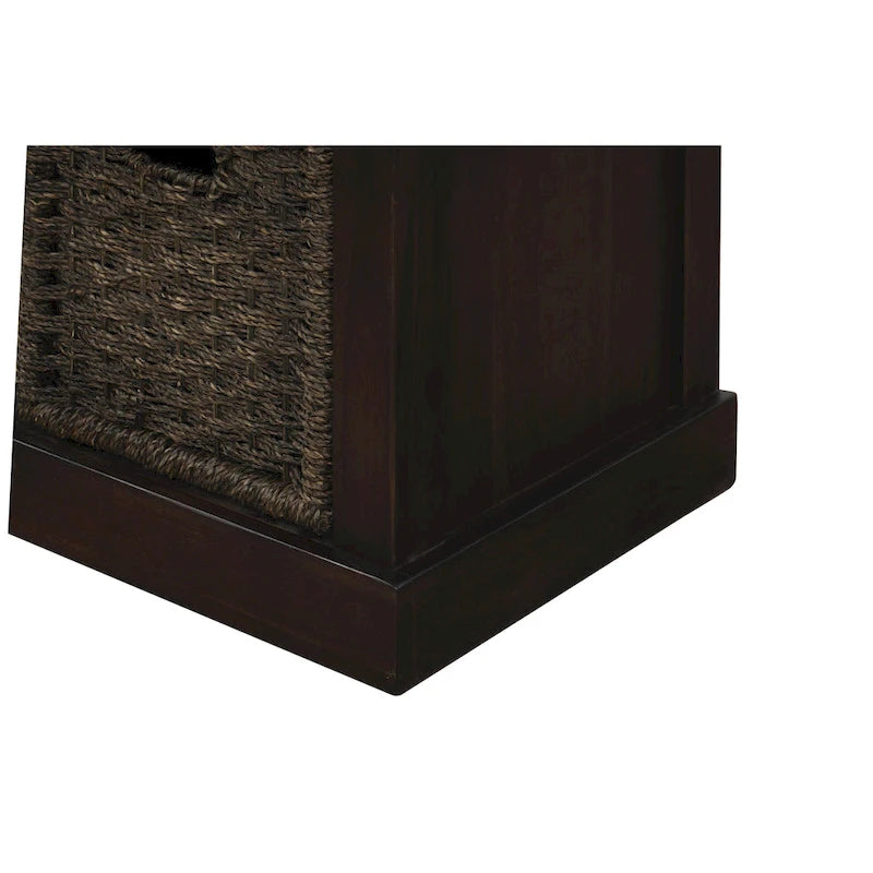 Banc de rangement d'entrée avec coussin et paniers