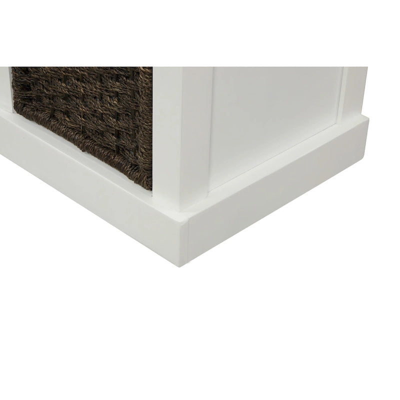 Banc de rangement d'entrée avec coussin et paniers