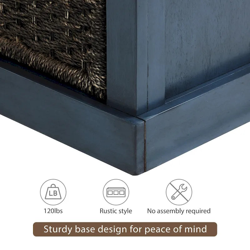 Banc de rangement d'entrée avec coussin et paniers