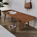 Banc d'entrée rectangulaire de 48 pouces en bois naturel au design moderne à lattes pour salon, maison et bureau
