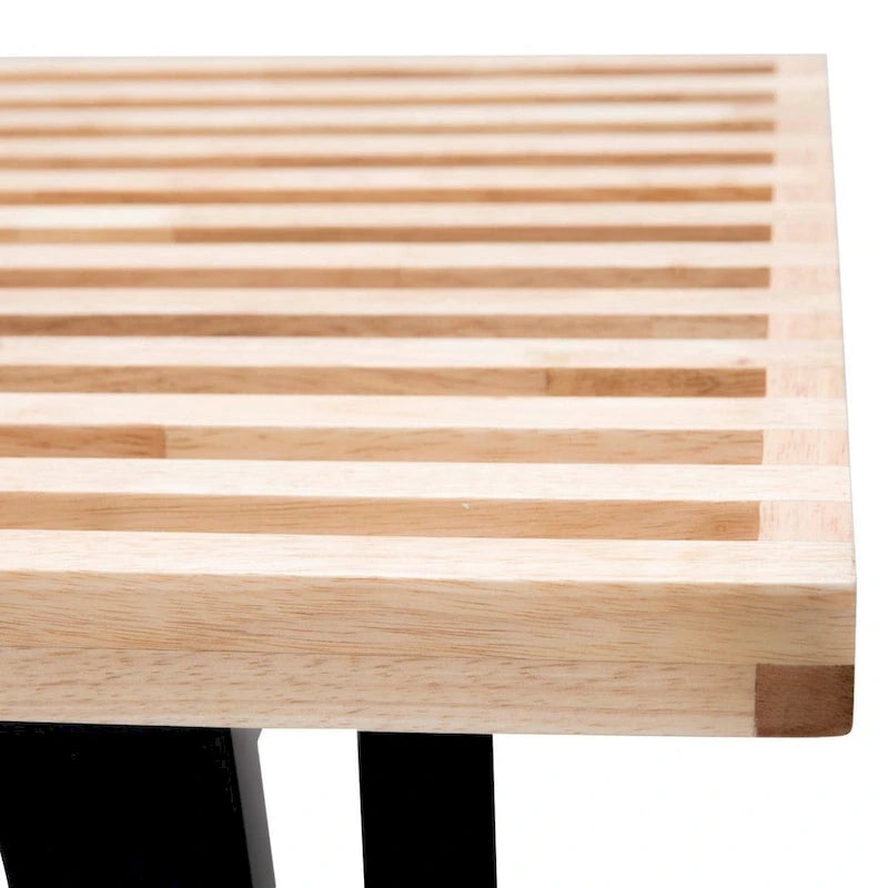 Banc d'entrée rectangulaire de 48 pouces en bois naturel au design moderne à lattes pour salon, maison et bureau