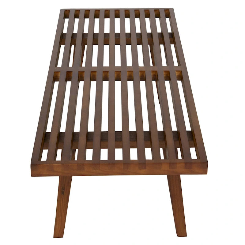 Banc d'entrée rectangulaire de 48 pouces en bois naturel au design moderne à lattes pour salon, maison et bureau