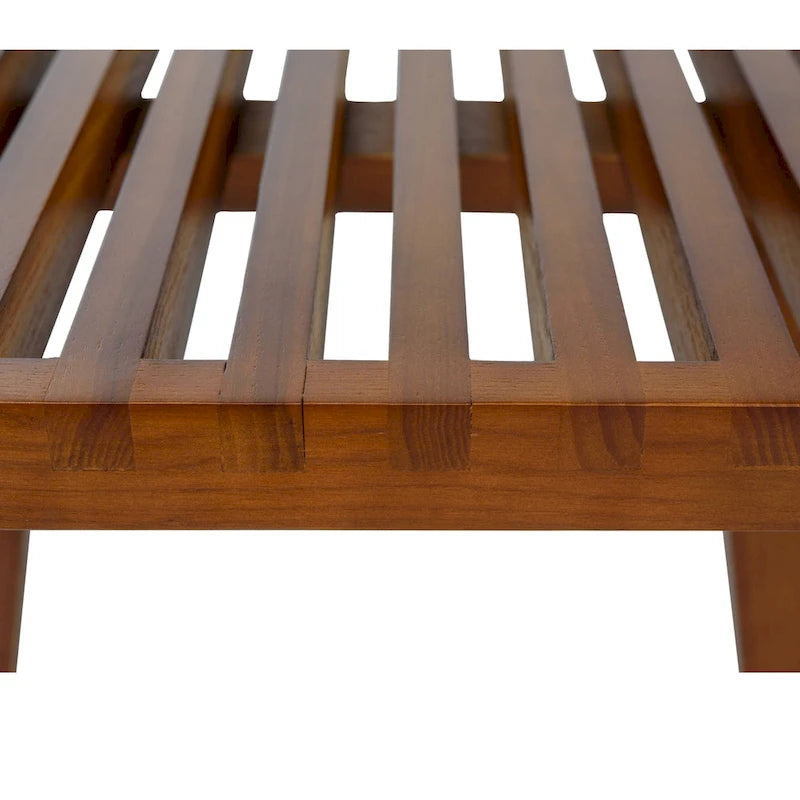 Banc d'entrée rectangulaire de 48 pouces en bois naturel au design moderne à lattes pour salon, maison et bureau
