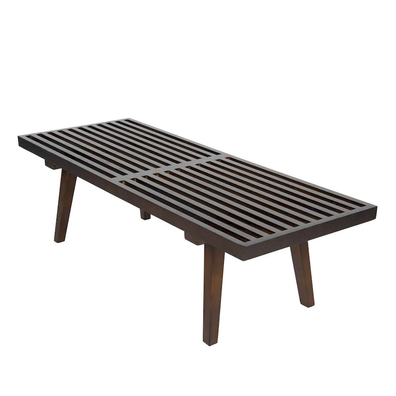 Banc d'entrée rectangulaire de 48 pouces en bois naturel au design moderne à lattes pour salon, maison et bureau