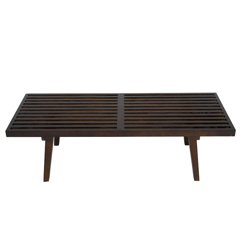 Banc d'entrée rectangulaire de 48 pouces en bois naturel au design moderne à lattes pour salon, maison et bureau