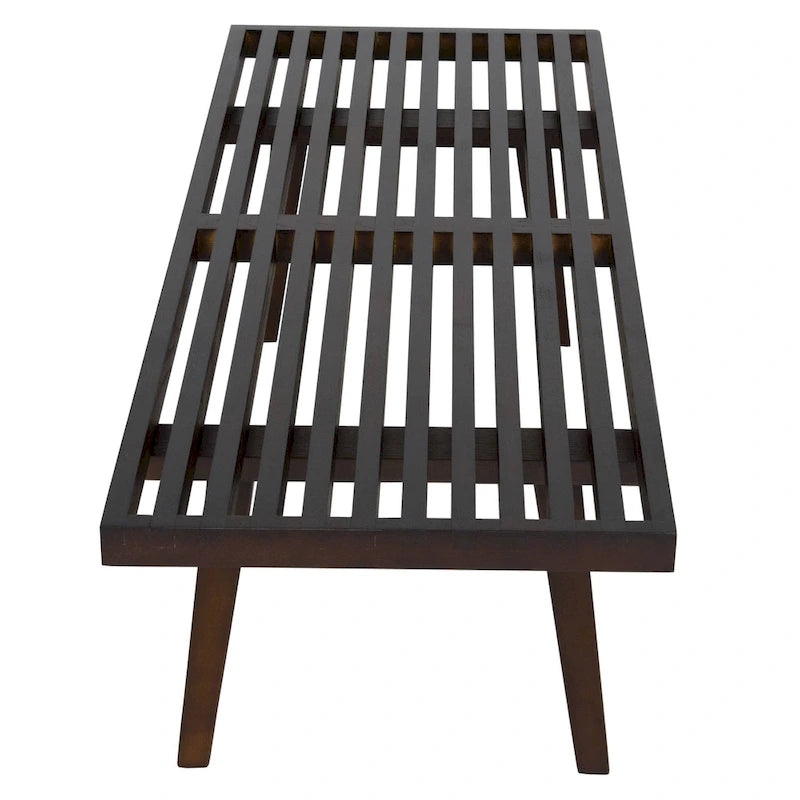 Banc d'entrée rectangulaire de 48 pouces en bois naturel au design moderne à lattes pour salon, maison et bureau