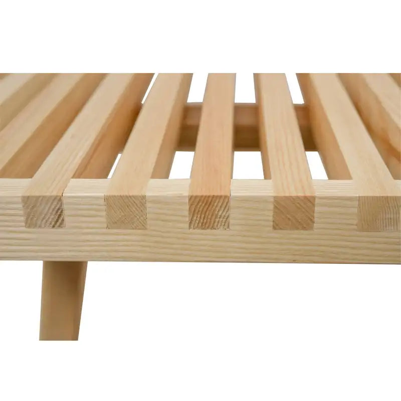 Banc d'entrée rectangulaire de 48 pouces en bois naturel au design moderne à lattes pour salon, maison et bureau