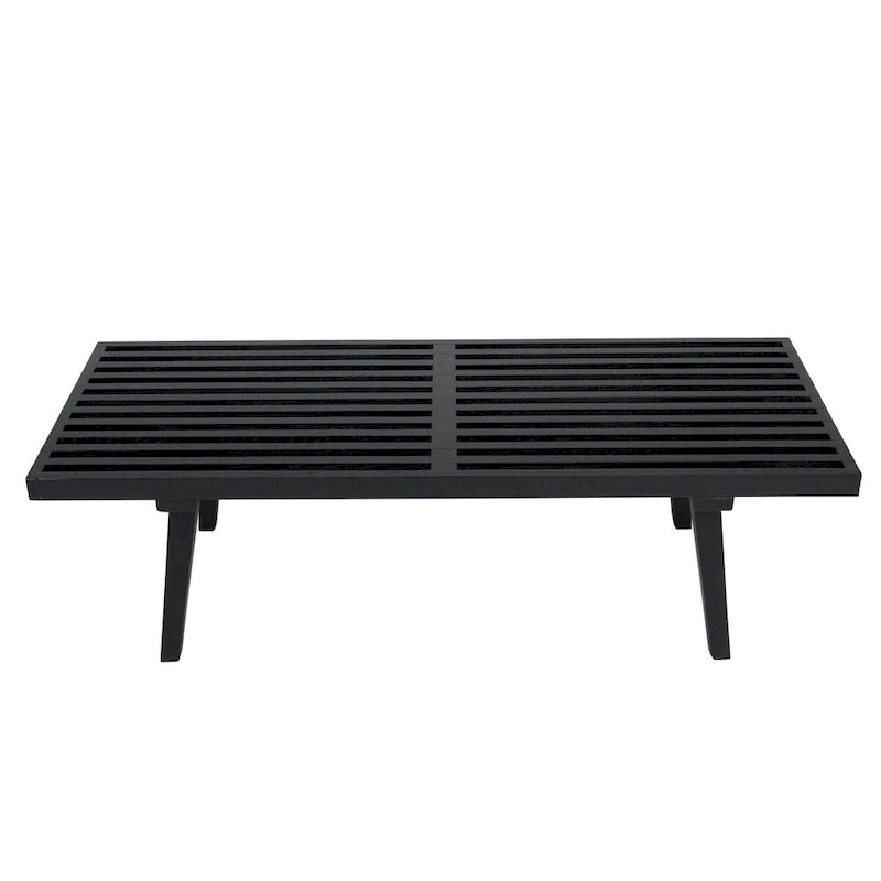 Banc d'entrée rectangulaire de 48 pouces en bois naturel au design moderne à lattes pour salon, maison et bureau