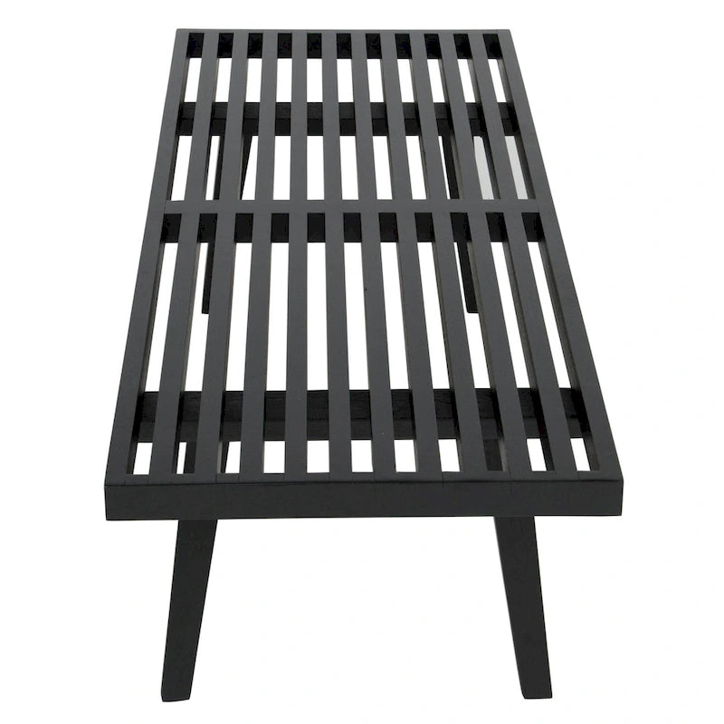 Banc d'entrée rectangulaire de 48 pouces en bois naturel au design moderne à lattes pour salon, maison et bureau