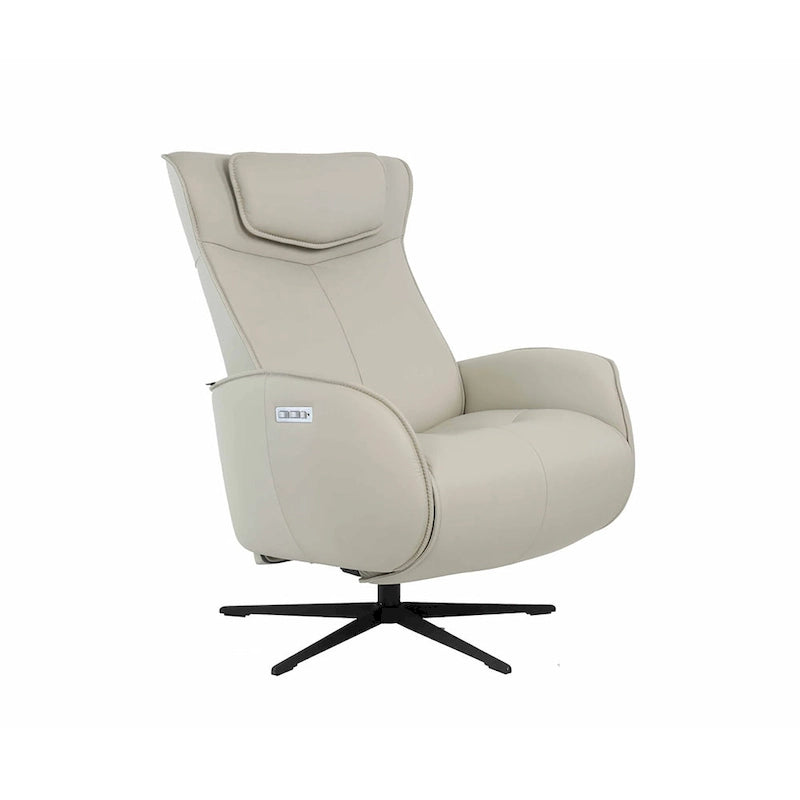 Fauteuil inclinable électrique en cuir pleine fleur avec base pivotante