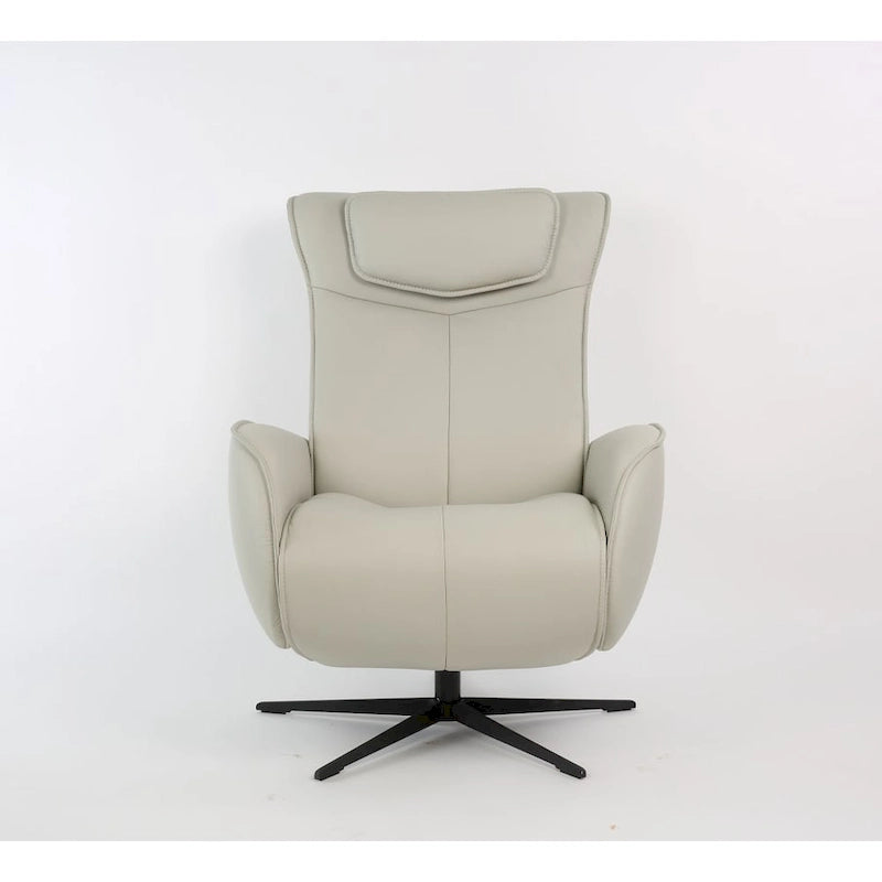 Fauteuil inclinable électrique en cuir pleine fleur avec base pivotante
