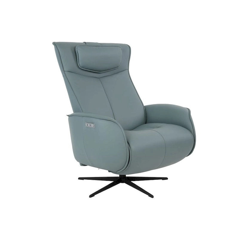 Fauteuil inclinable électrique en cuir pleine fleur avec base pivotante