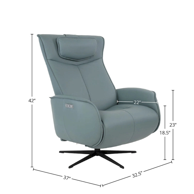 Fauteuil inclinable électrique en cuir pleine fleur avec base pivotante