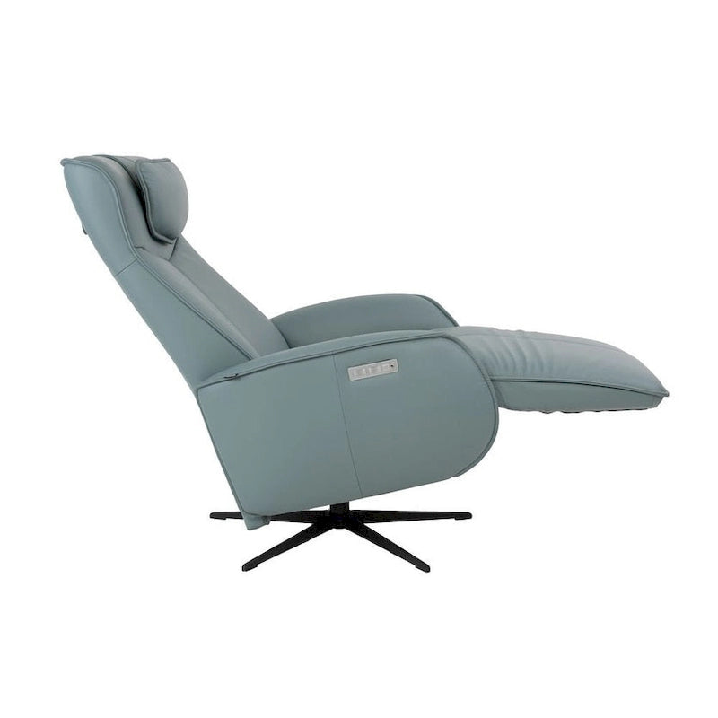 Fauteuil inclinable électrique en cuir pleine fleur avec base pivotante