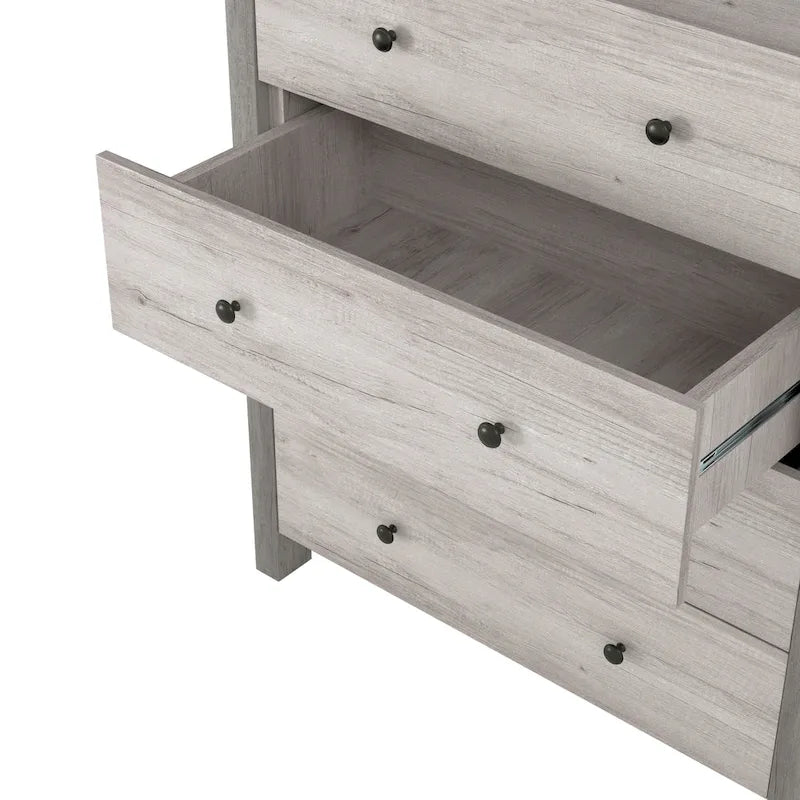 Commode verticale transitionnelle blanche de 80 cm de large à 4 tiroirs style côtier