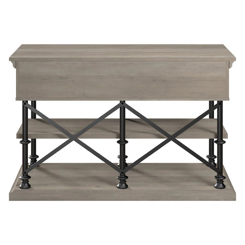 Console design avec tiroirs et étagères