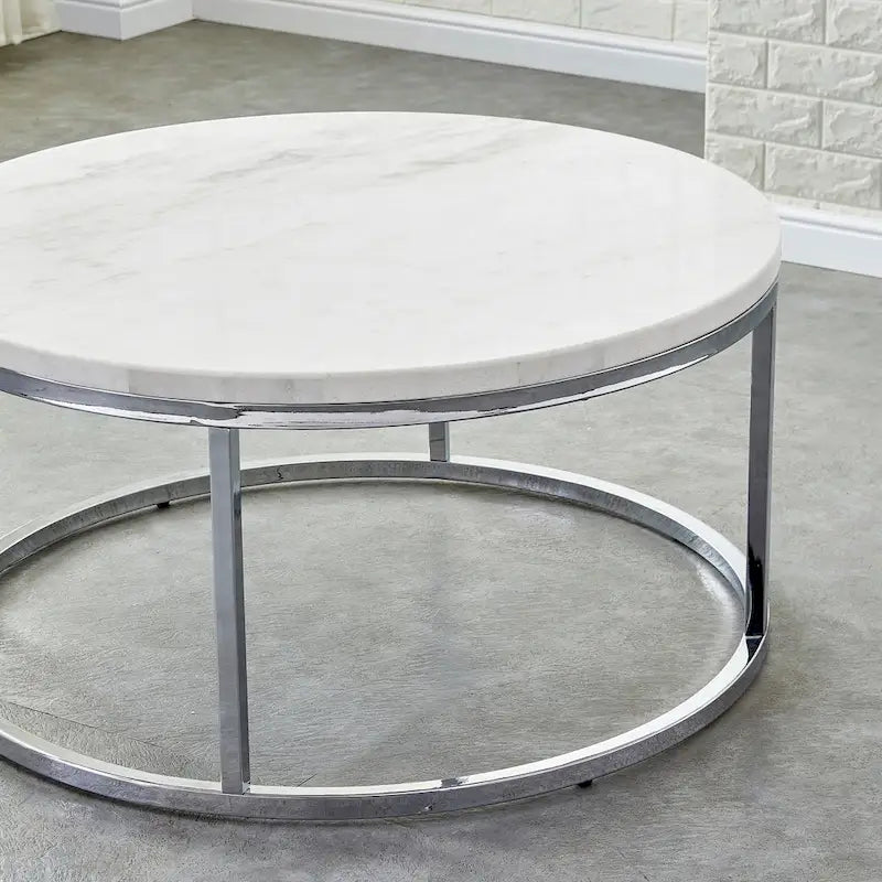 Table basse ronde en marbre blanc