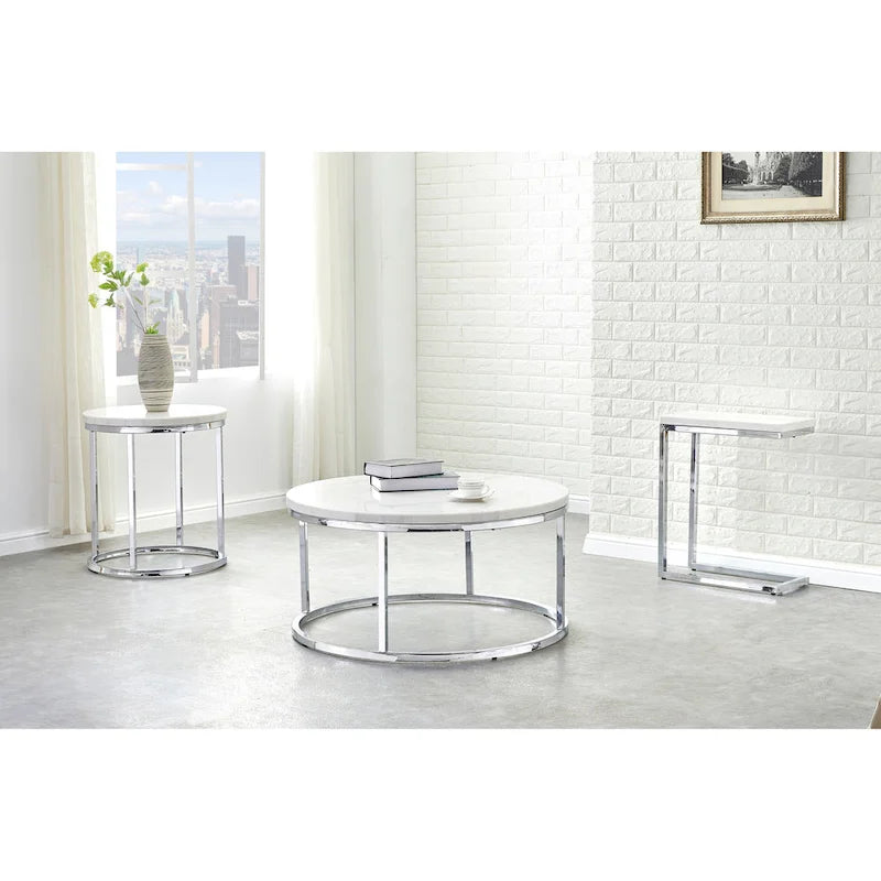 Table basse ronde en marbre blanc