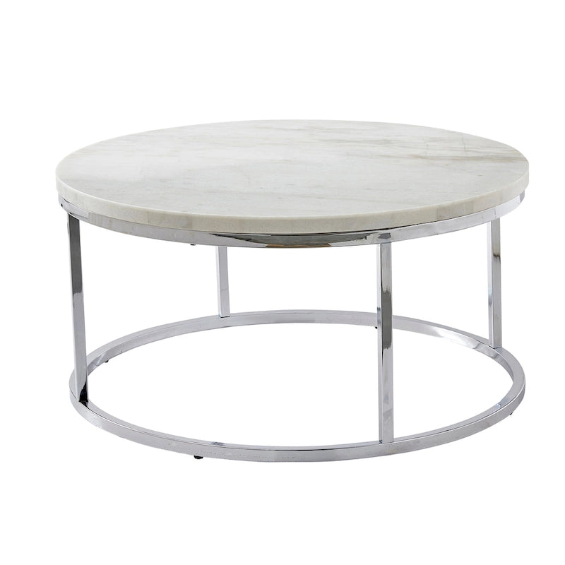 Table basse ronde en marbre blanc