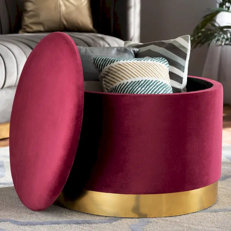 Pouf de rangement capitonné Glam et Luxe
