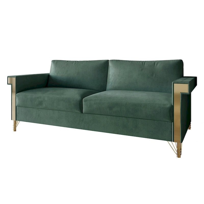 Canapé inclinable électrique double en cuir - Cognac