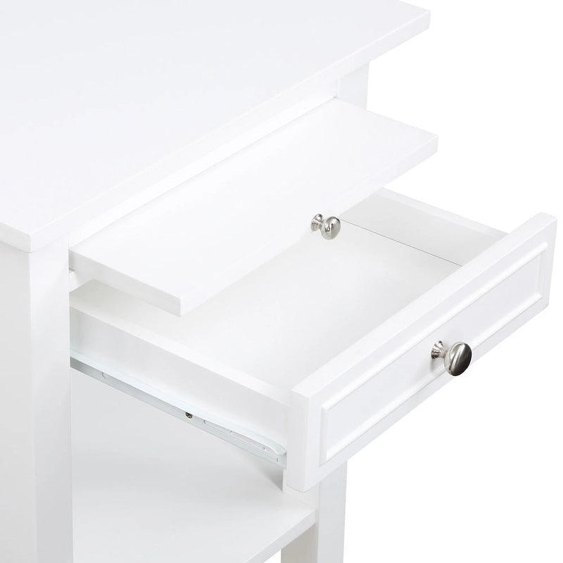Table de chevet à 1 tiroir avec station de charge et étagère coulissante