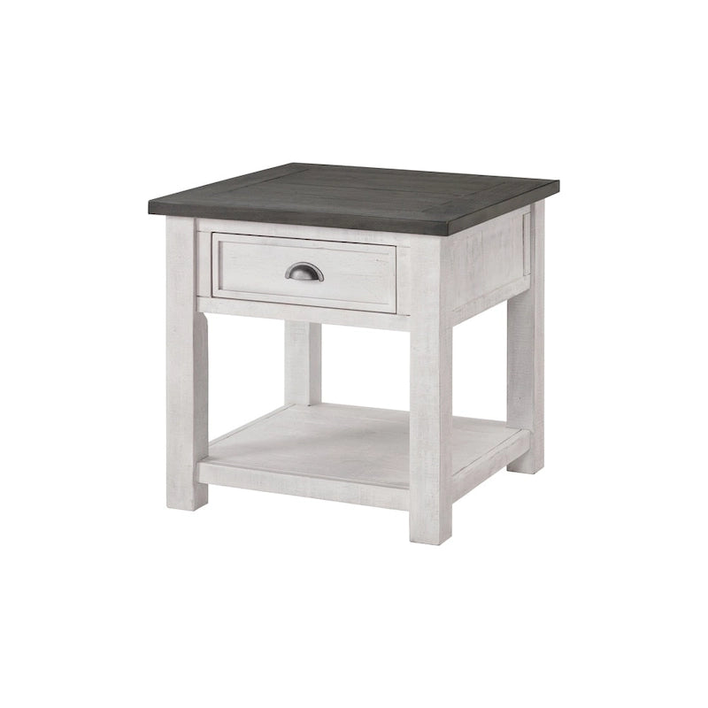 Table d'appoint en bois massif avec tiroir et étagère