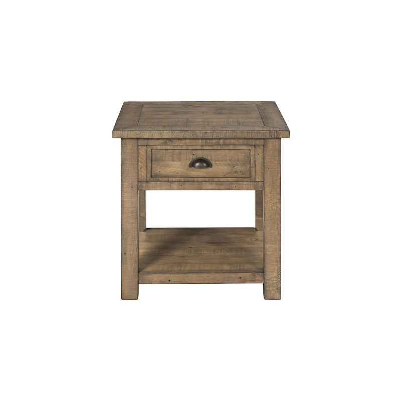Table d'appoint en bois massif avec tiroir et étagère