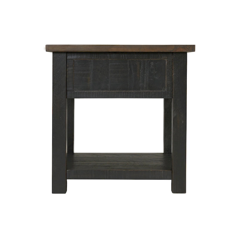 Table d'appoint en bois massif avec tiroir et étagère