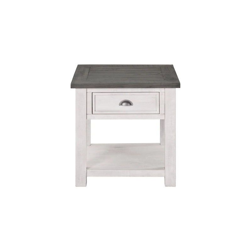 Table d'appoint en bois massif avec tiroir et étagère