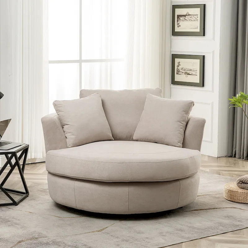 Fauteuil pivotant rond et élégant de 54 pouces, une place et demie