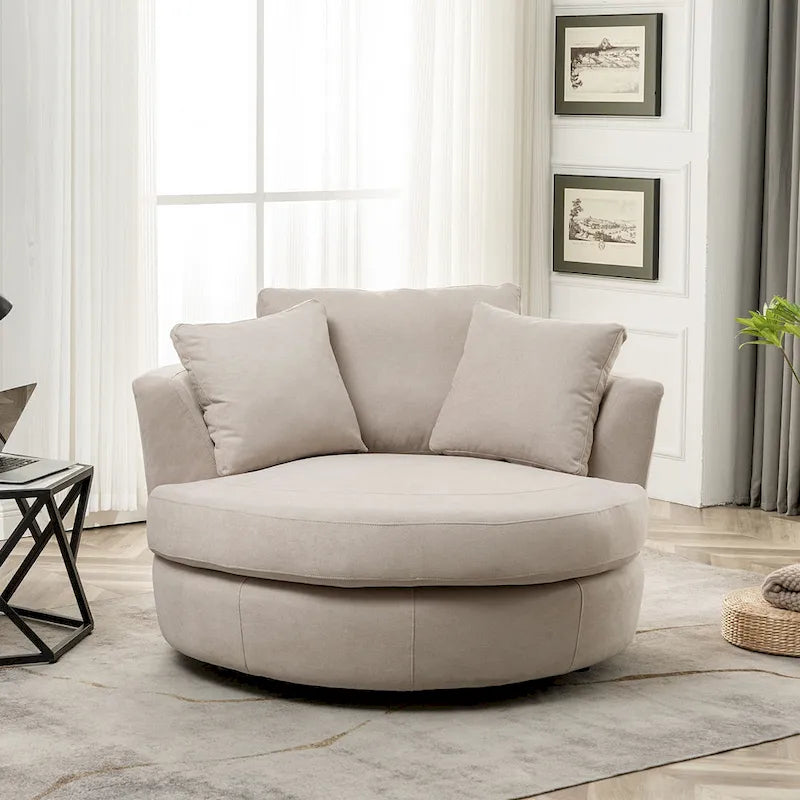 Fauteuil pivotant rond et élégant de 54 pouces, une place et demie