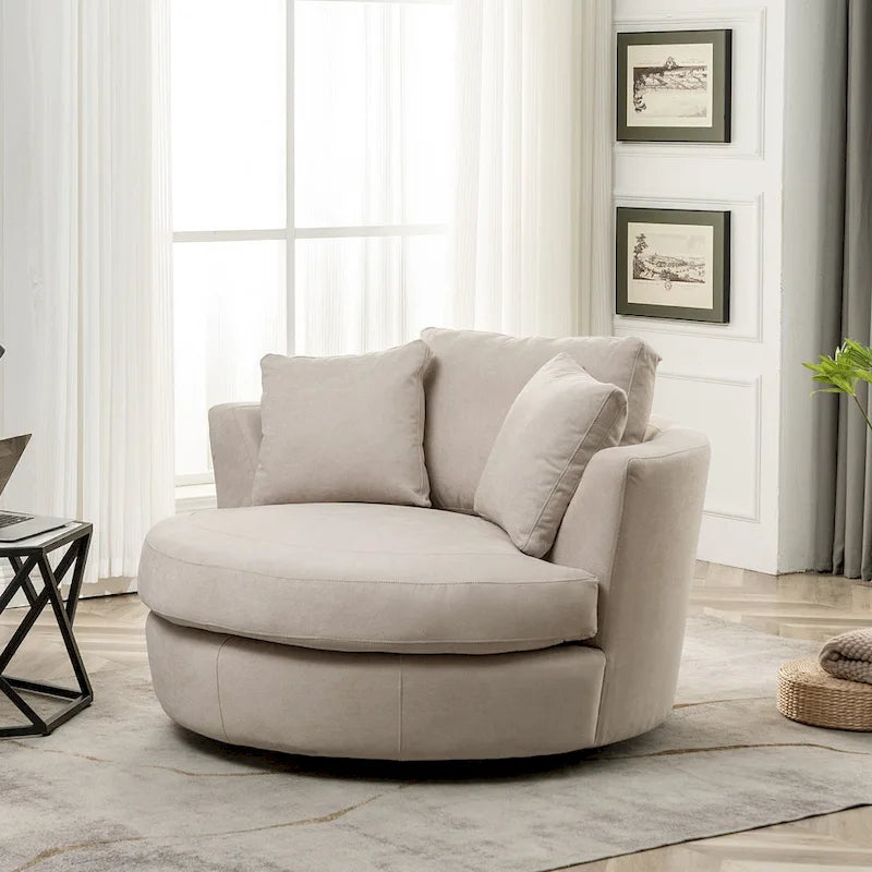 Fauteuil pivotant rond et élégant de 54 pouces, une place et demie