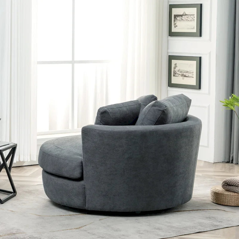 Fauteuil pivotant rond et élégant de 54 pouces, une place et demie
