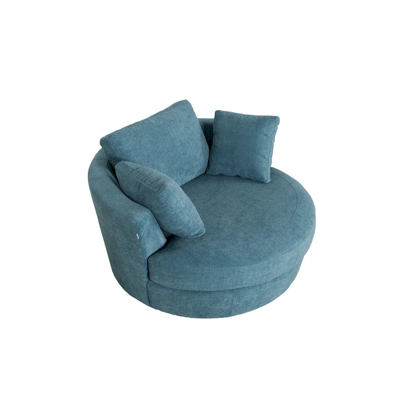 Fauteuil pivotant rond et élégant de 54 pouces, une place et demie