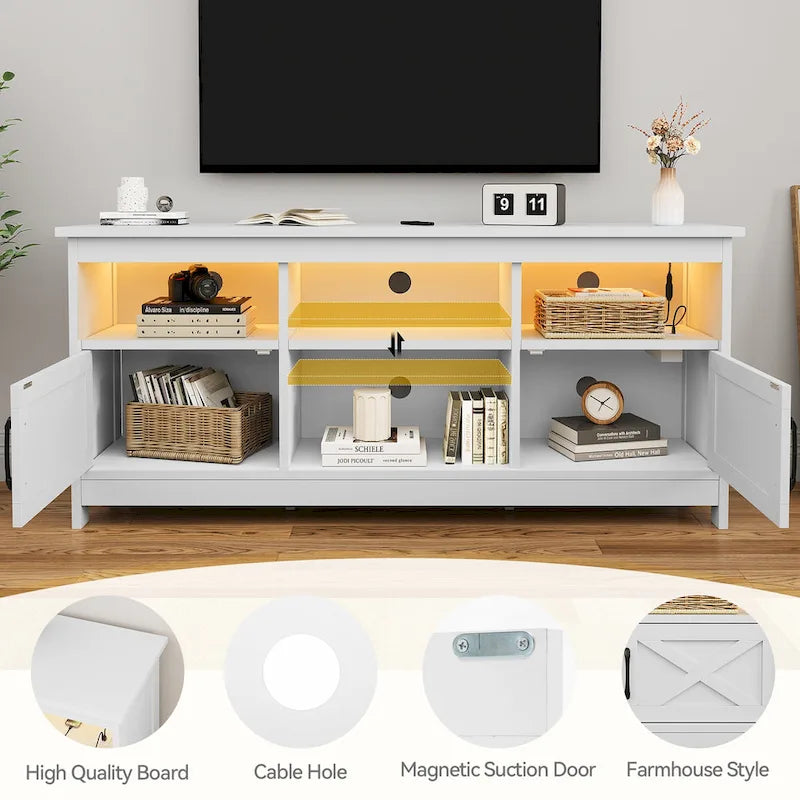 Meuble TV de style rustique pour téléviseurs de 55"/65"