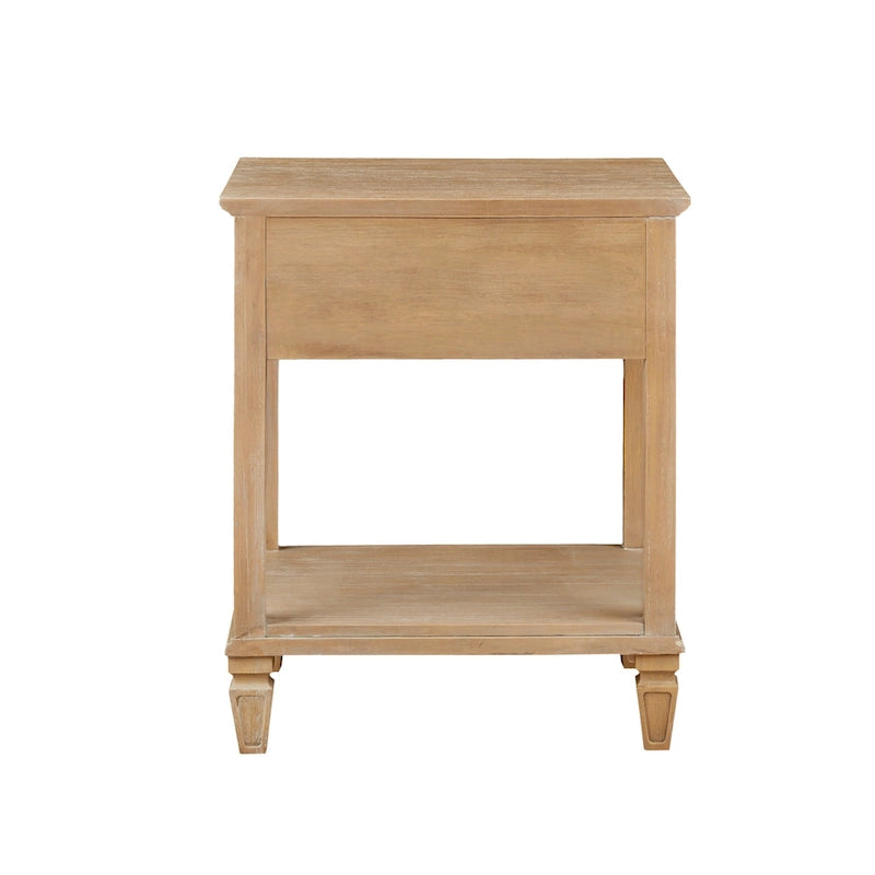 Table de chevet naturelle claire avec tiroir et étagère