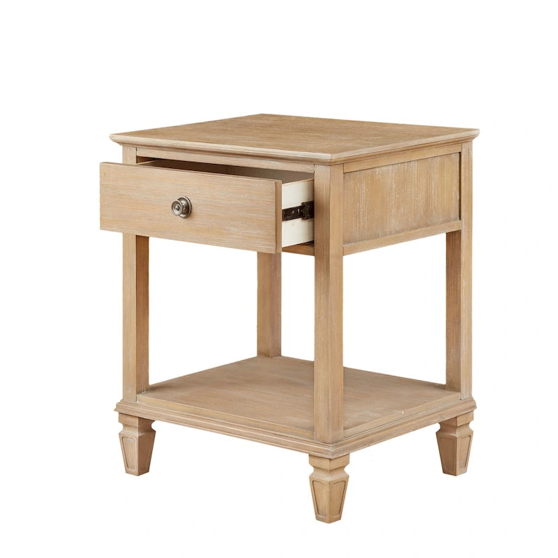 Table de chevet naturelle claire avec tiroir et étagère
