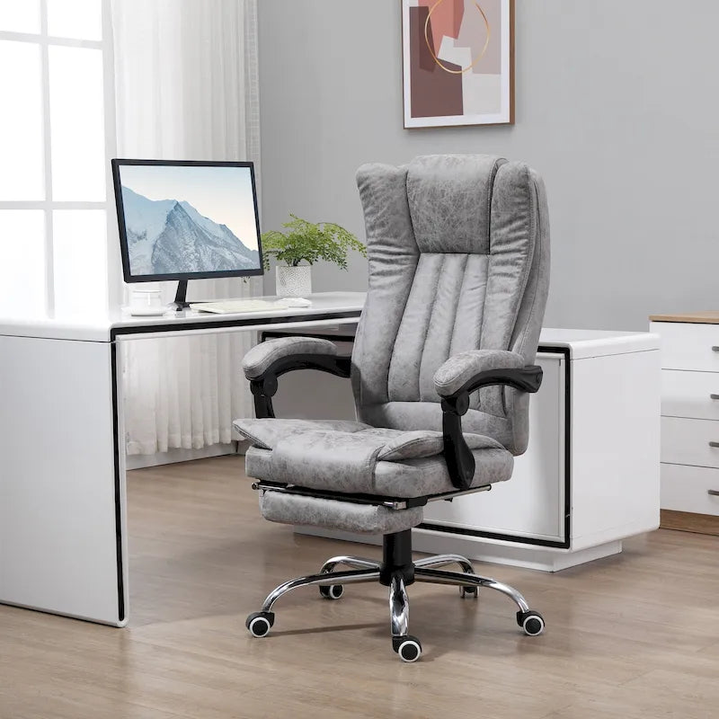 Fauteuil de bureau massant 6 points, inclinable à dossier haut et chauffant, hauteur réglable, roulettes pivotantes