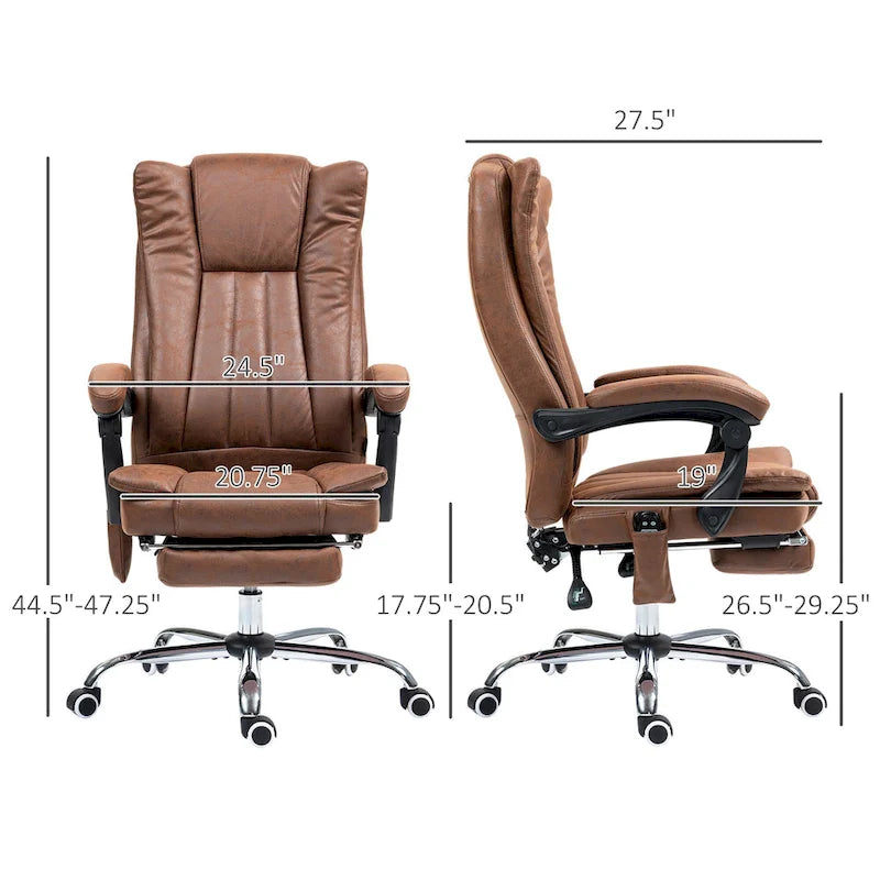 Fauteuil de bureau massant 6 points, inclinable à dossier haut et chauffant, hauteur réglable, roulettes pivotantes