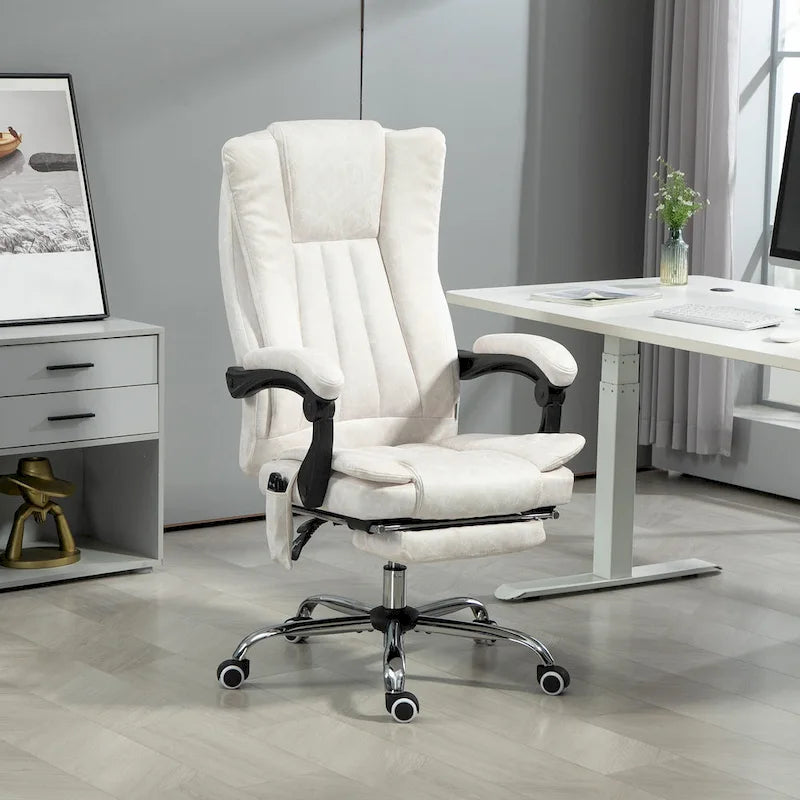 Fauteuil de bureau massant 6 points, inclinable à dossier haut et chauffant, hauteur réglable, roulettes pivotantes