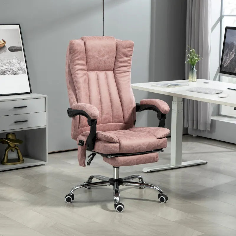 Fauteuil de bureau massant 6 points, inclinable à dossier haut et chauffant, hauteur réglable, roulettes pivotantes