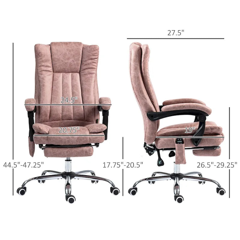 Fauteuil de bureau massant 6 points, inclinable à dossier haut et chauffant, hauteur réglable, roulettes pivotantes