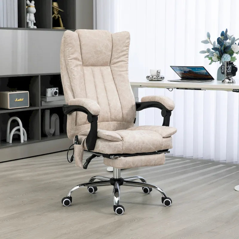 Fauteuil de bureau massant 6 points, inclinable à dossier haut et chauffant, hauteur réglable, roulettes pivotantes