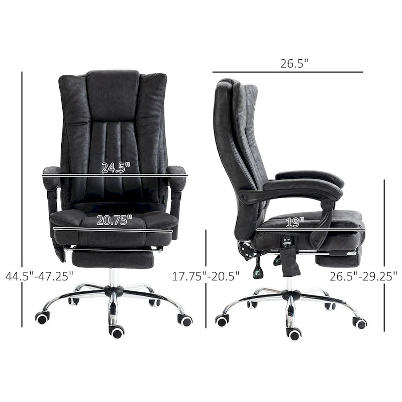 Fauteuil de bureau massant 6 points, inclinable à dossier haut et chauffant, hauteur réglable, roulettes pivotantes
