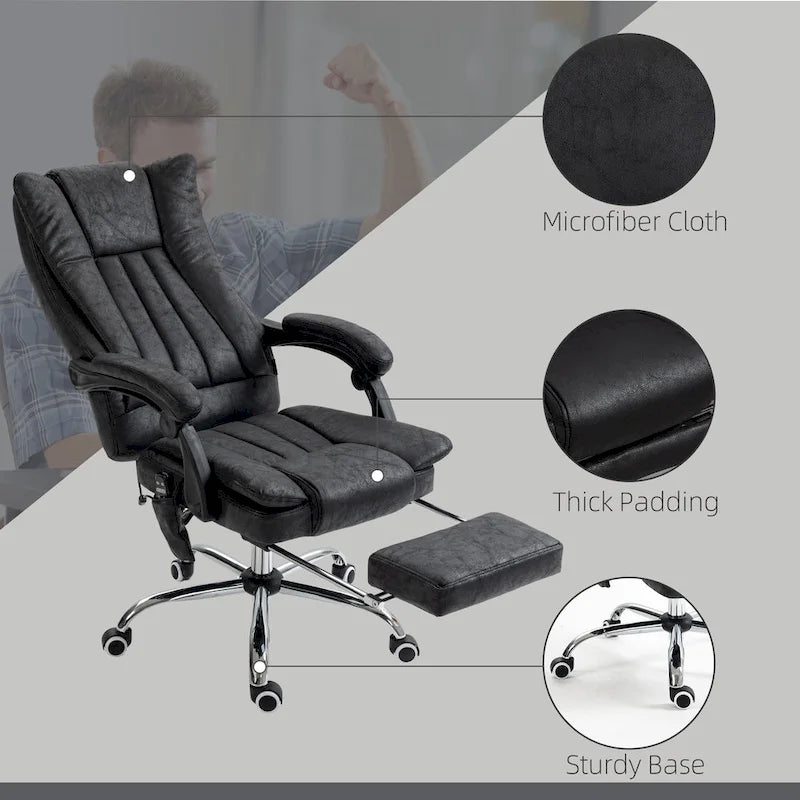 Fauteuil de bureau massant 6 points, inclinable à dossier haut et chauffant, hauteur réglable, roulettes pivotantes
