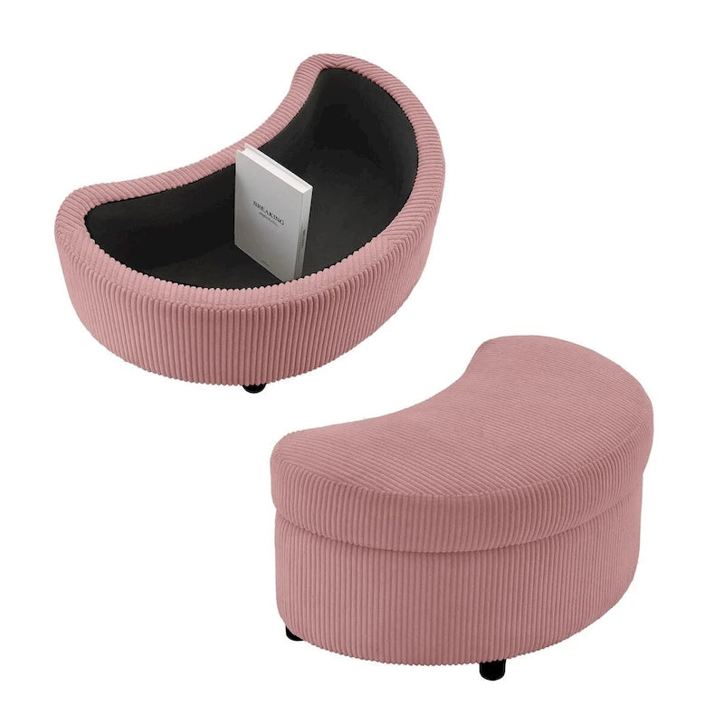 Fauteuil d'appoint en velours côtelé, fauteuil baquet avec pouf et coussins de dossier pour salon