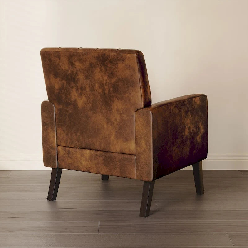 Fauteuil d'appoint capitonné moderne du milieu du siècle avec pieds en noyer et lin – 29,53 H X 30 L X 33,07 P